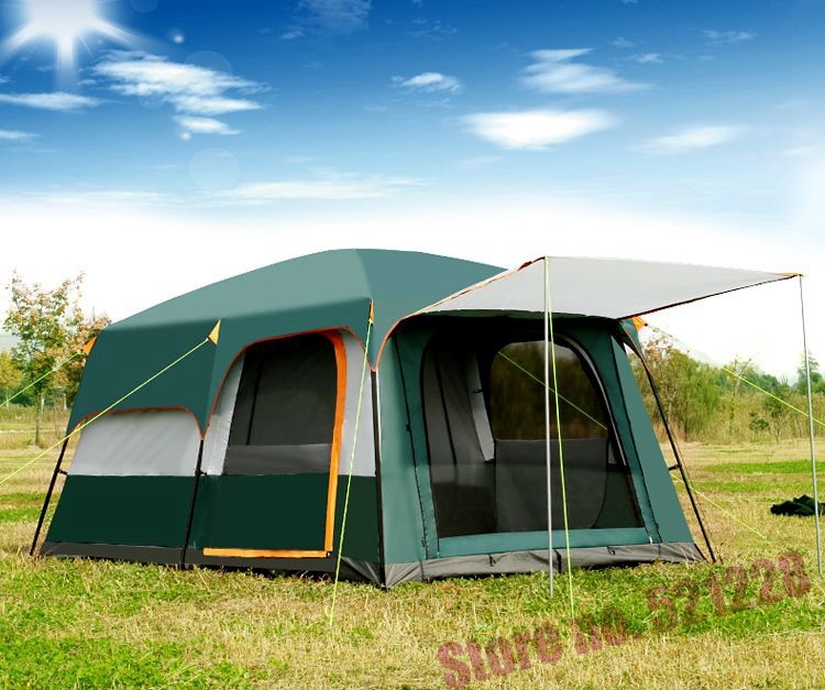 Cheap Goat Tents August 5 6 8 Person 2 Layer 1 Living Room 2 Bed Room Family Party Self Driving Relief Waterproof Anti Wind Outdoor Camping Tent Tents 